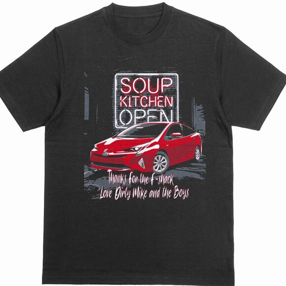 The Other Guys Movie Soup Kitchen Dirty Mike and the boys T-shirt Red Prius - Picture 1 of 3